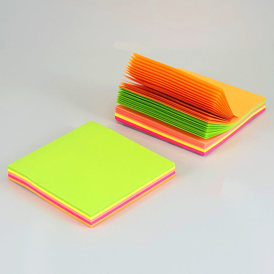 Neon Multi Colour Sticky Notes - Assorted Bright Colours Perfect for Office, School