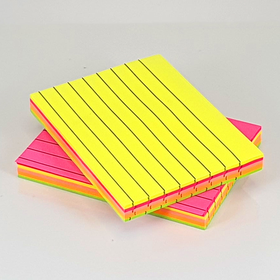 Neon Multi-Color Lined Sticky Notepads for Office, School & Creative Projects