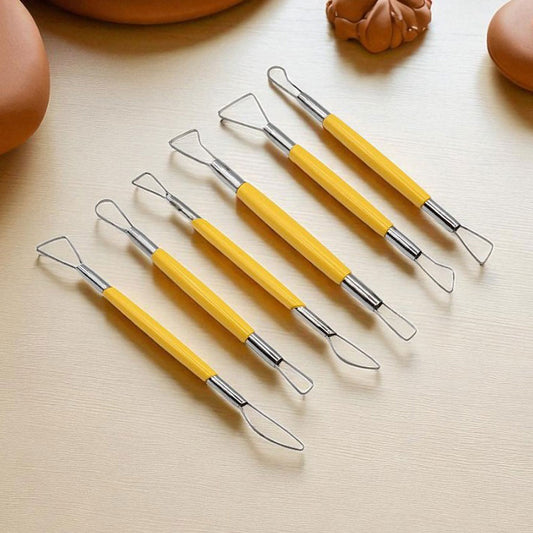 Pottery & Clay Sculpting Tool 6 Piece Set, Steel Double-Ended Carving