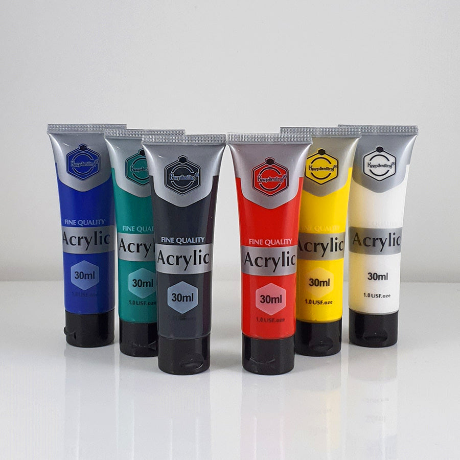 Keep Smiling Acrylic Paint Set - 6 Vibrant Colors 30ml, Ideal for Artists and Students