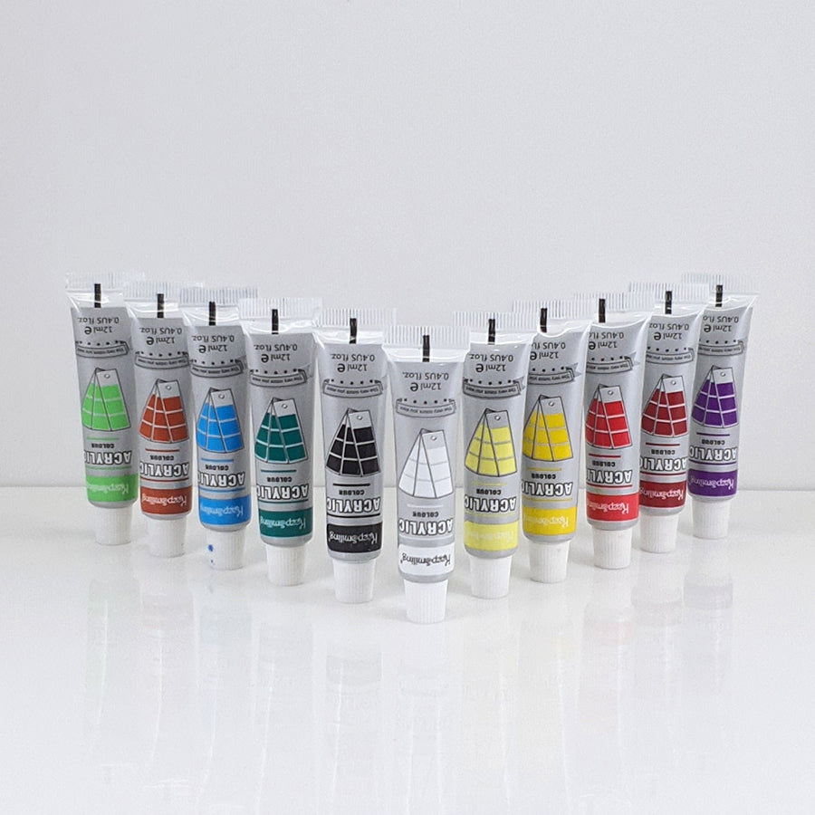Keep Smiling 12-Color Acrylic 12 ml Paint Set with Brush - High-Quality Art Supplies for Artists