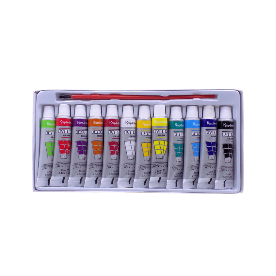 Keep Smiling Fine Quality Fabric Paint 12-Colors 12ml Tubes set