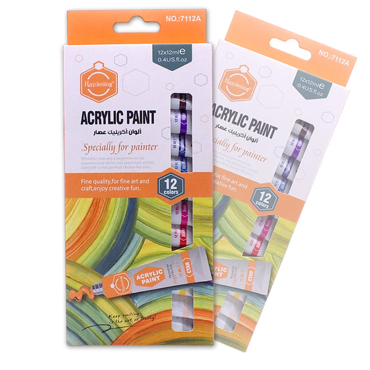 Keep Smiling Fine Quality Acrylic Paint 12-Colors 12ml Tubes set.