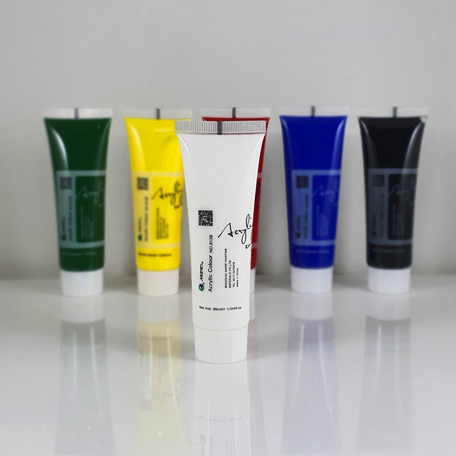 Marie’s Fine Quality Acrylic Paint Set - 6 x 30ml Tubes of Vibrant Colors for Artistic Creations