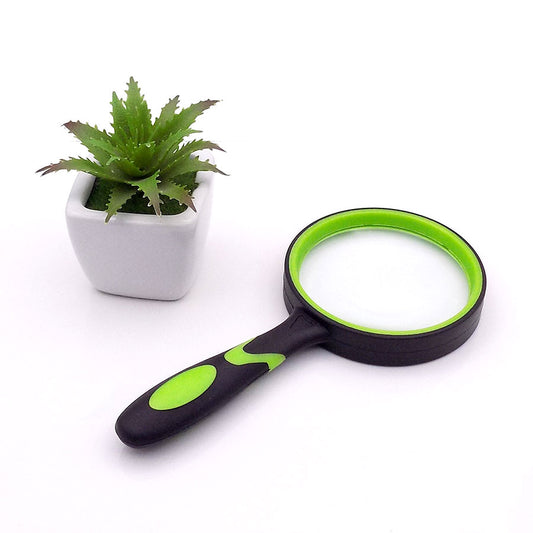 Magnifying Glass with Black and Green Accents and Soft-Touch Silica Gel Body - For Maps, books, Reading, etc