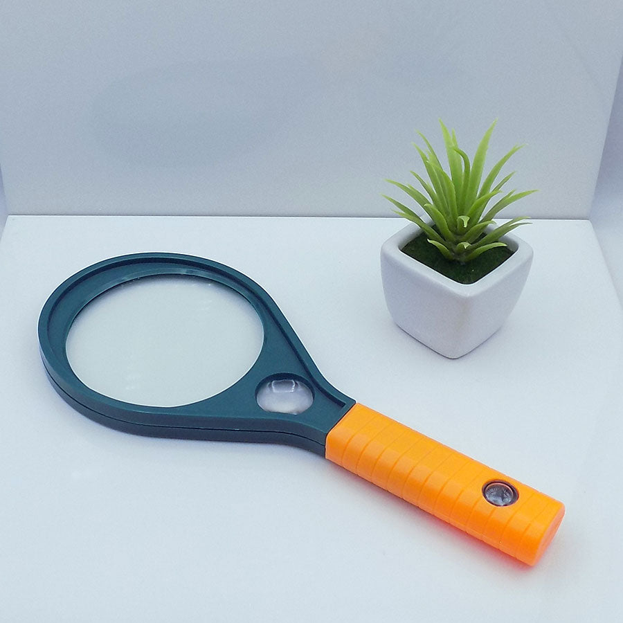 Magnifying Glass with High-Power Lens and Blue and Orange Compact Design - Best For Maps, Books, Reading