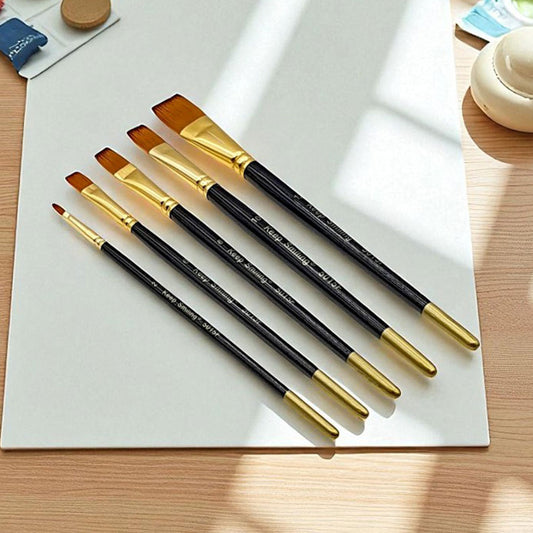 Keep Smiling Flat Paint Brush Set – 6-Piece for Acrylic, Oil & Watercolor Painting