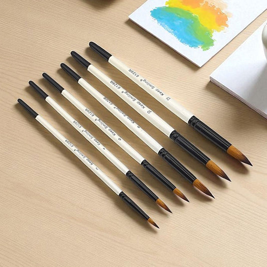 Keep Smiling Artist Brushes Set - 6 Piece Watercolor Acrylic Oil Paint