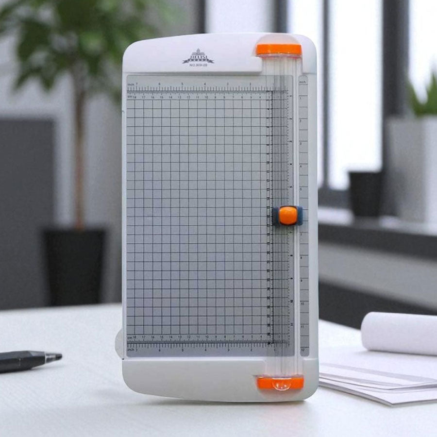 A4 Rotary Paper Trimmer with Extendable Ruler and Precision Cutting Guide