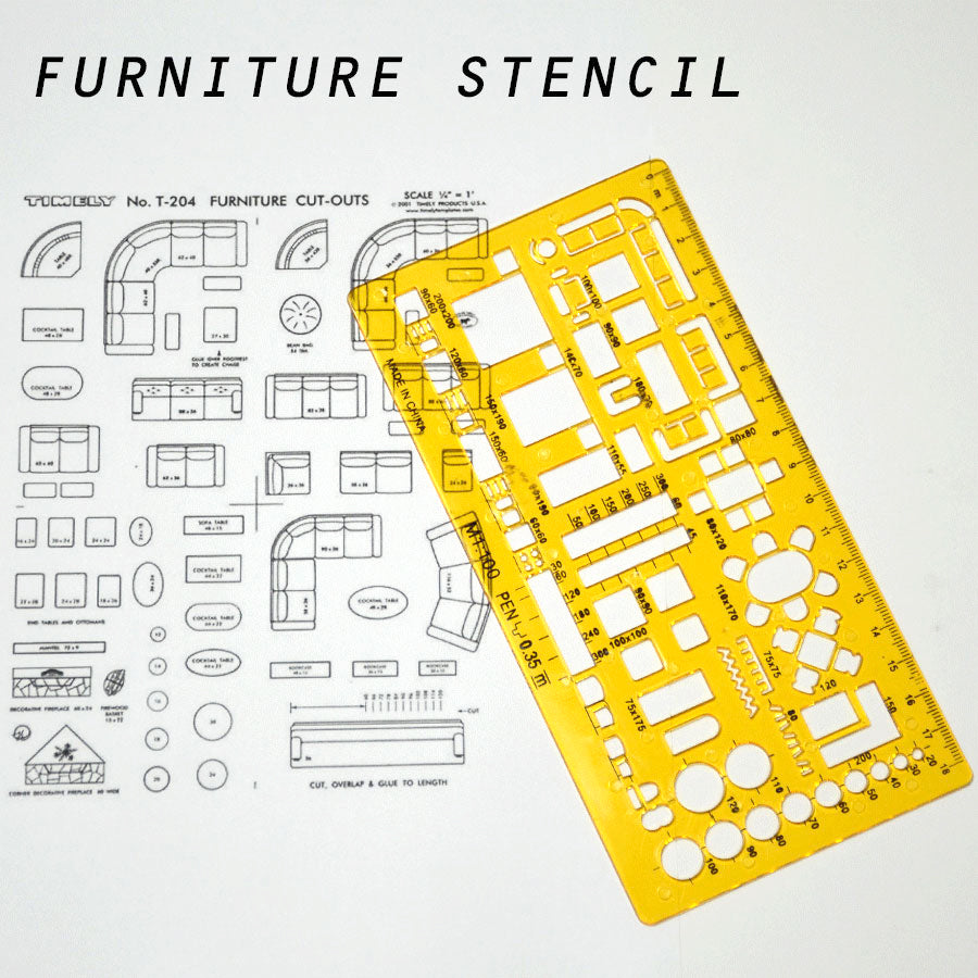Furniture Design Stencil - Accurate Cut-Outs for Architects & Designers