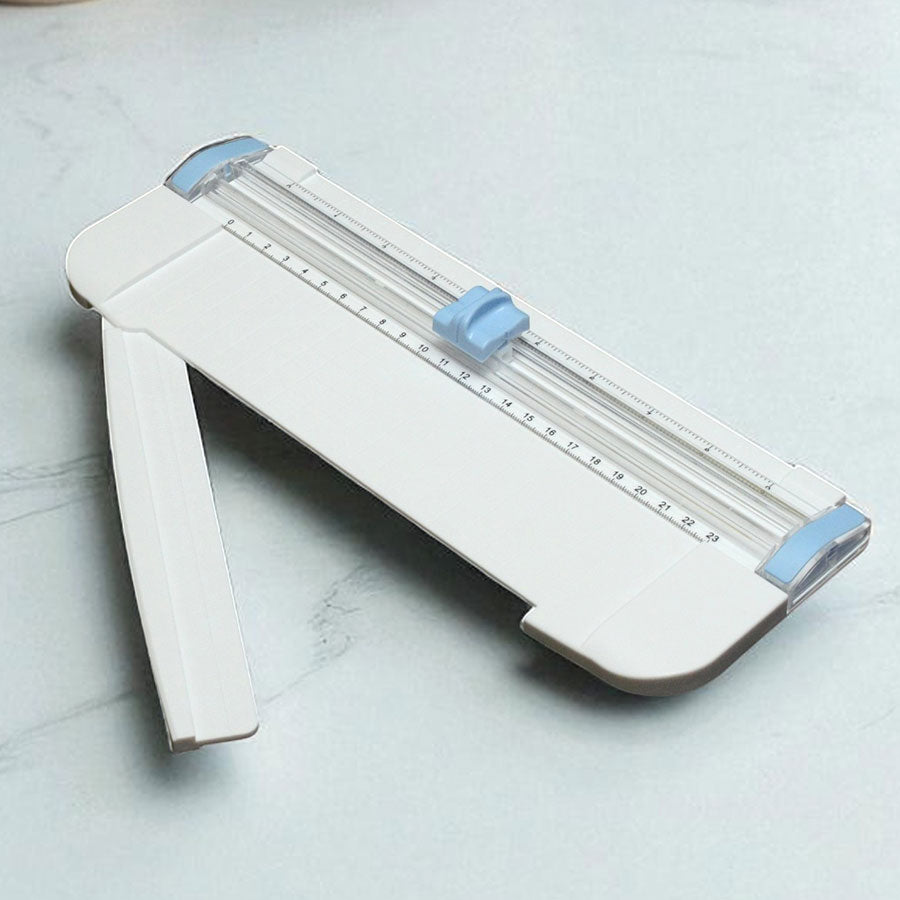 Rotary Paper Cutter with Extendable Ruler and Grid Guide for Office, Crafting