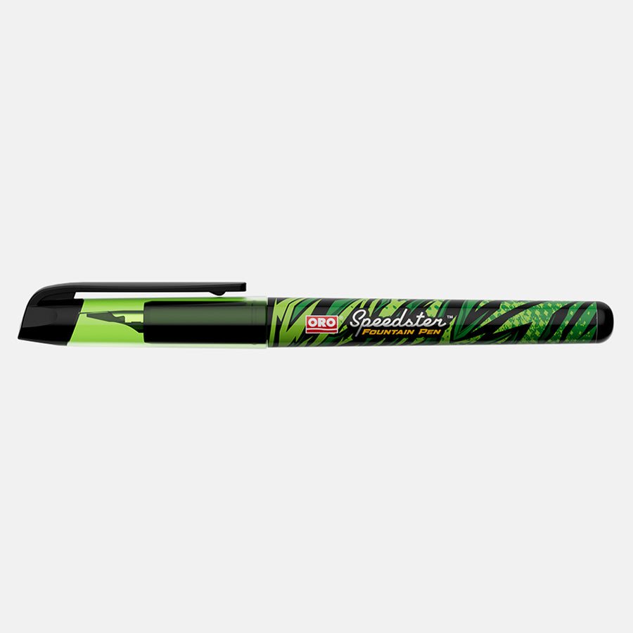 ORO Speedster Fountain Pen - Unique Green Leaf Pattern , Smooth Ink Flow