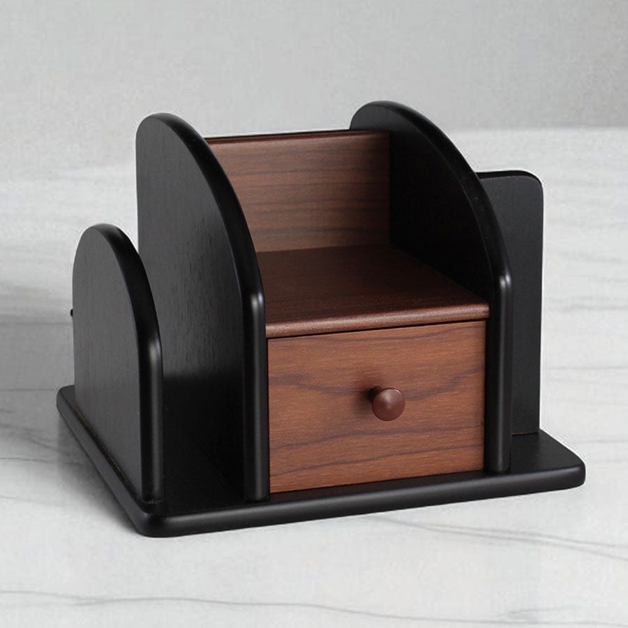 Multi-Compartment Wooden Desk Organizer with Drawer and File Holder
