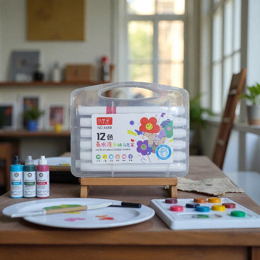 Acrylic Markers Set in Clear Plastic Case with Handle Multicoloured Drawing & Sketching Supplies