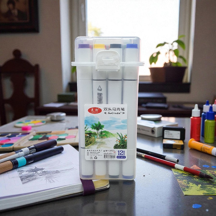 Dual Tip Art Markers Set – Brush & Fine Tip Markers for Drawing, Illustration, and Calligraphy