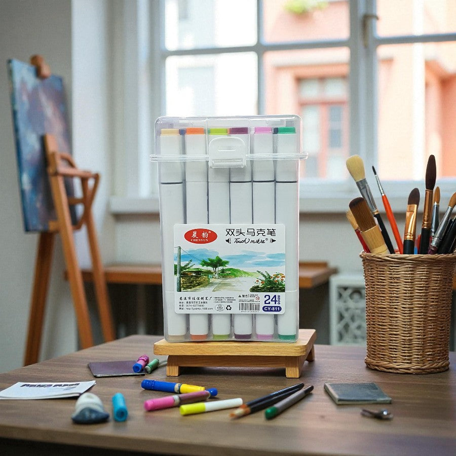 Dual Tip Art Markers Set – Brush & Fine Tip Markers for Drawing, Illustration, and Calligraphy
