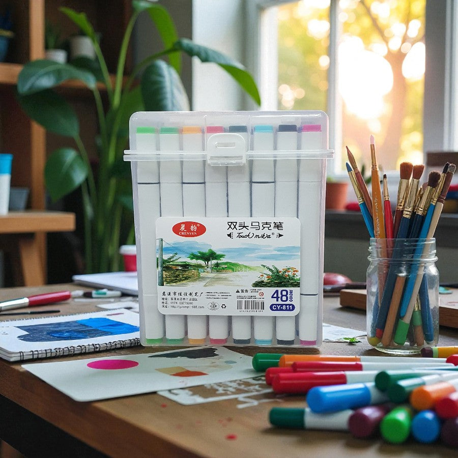 Dual Tip Art Markers Set – Brush & Fine Tip Markers for Drawing, Illustration, and Calligraphy