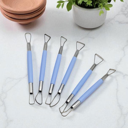 Pottery & Clay Sculpting Tool 6 Piece Set, Steel Double-Ended Carving