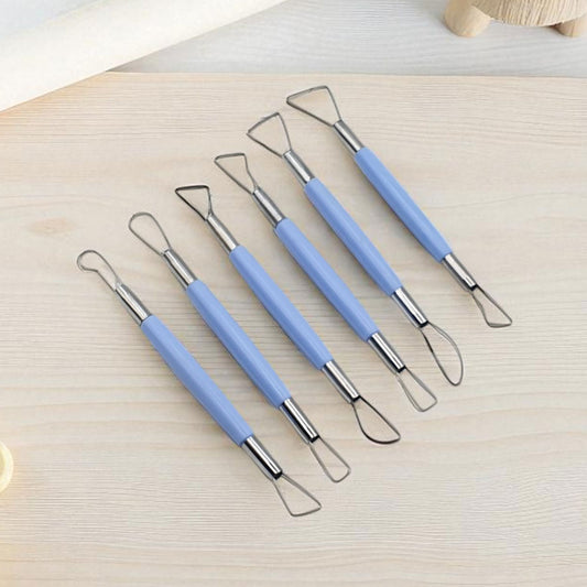 Pottery & Clay Sculpting Tool 6 Piece Set, Steel Double-Ended Carving