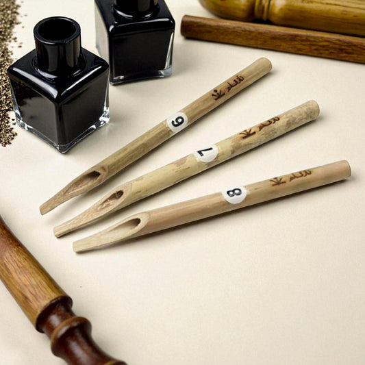 Qalam Calligraphy Pens - Set of 6 Handmade Wooden Nibs for Arabic/Urdu Calligraphy