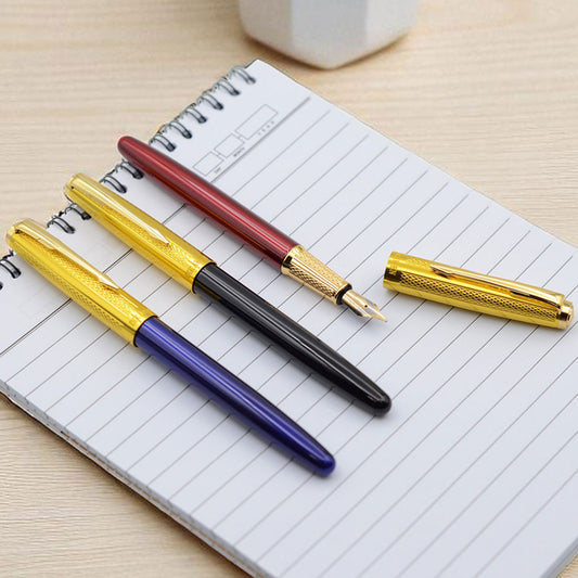 High-Quality Fountain Pens - Assorted Colors with Gold Accents for Smooth Writing