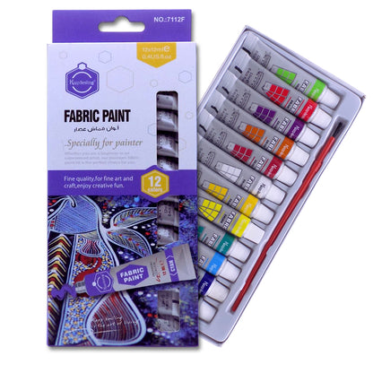 Keep Smiling Fine Quality Fabric Paint 12-Colors 12ml Tubes set