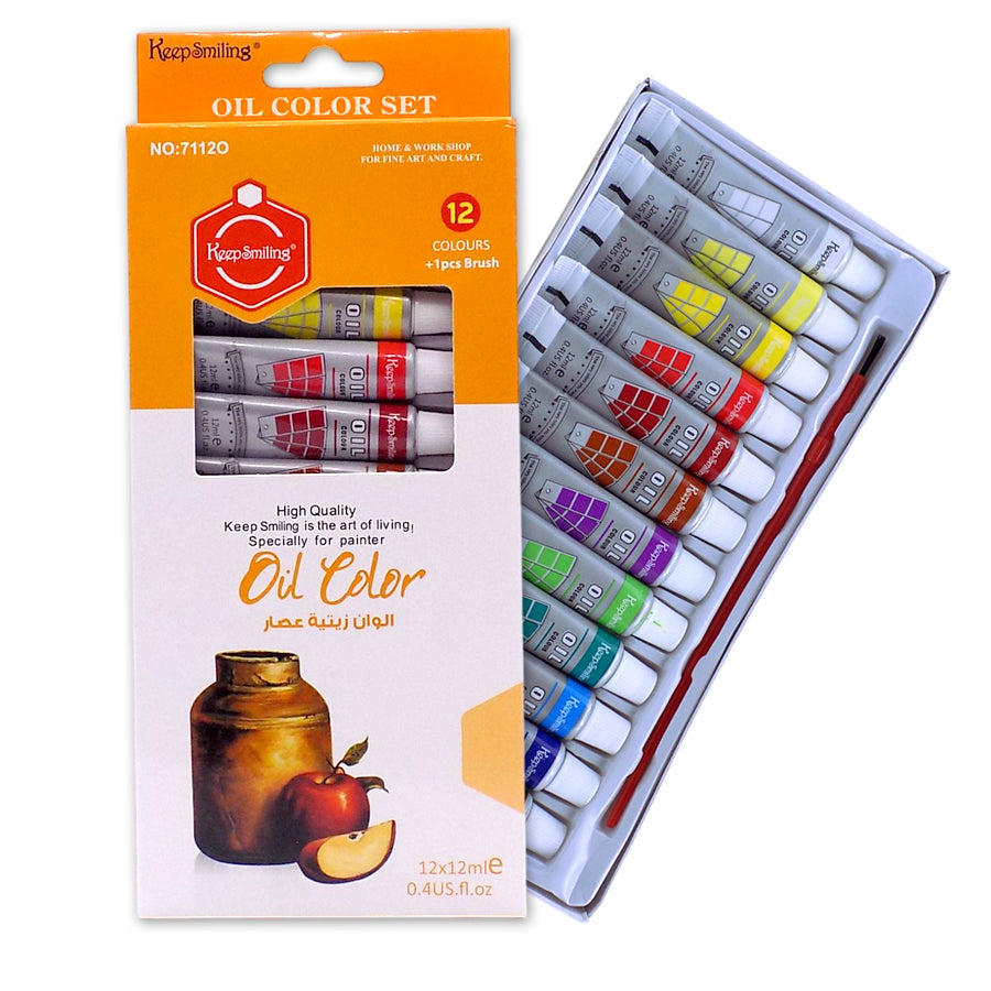 Keep Smiling Fine Quality Oil Paint 12-Colors 12ml Tubes set