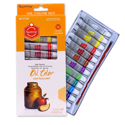 Keep Smiling Fine Quality Oil Paint 12-Colors 12ml Tubes set