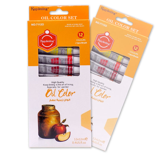 Keep Smiling Fine Quality Oil Paint 12-Colors 12ml Tubes set
