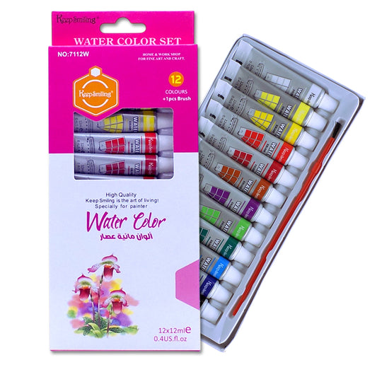 Keep Smiling Fine Quality Watercolor Paint 12-Colors 12ml Tubes set