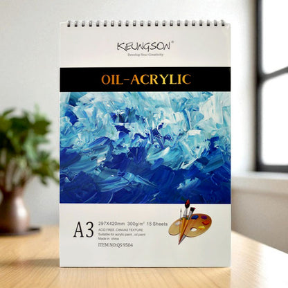Oil & Acrylic Painting Pad – Spiral-Bound, Canvas Texture Paper