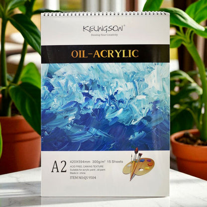 Oil & Acrylic Painting Pad – Spiral-Bound, Canvas Texture Paper