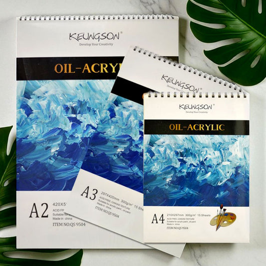 Oil & Acrylic Painting Pad – Spiral-Bound, Canvas Texture Paper