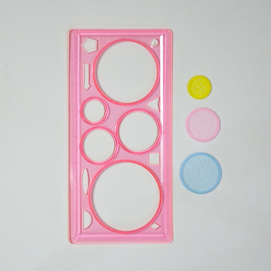 Design Ruler Stencil -  Template with Interchangeable Gears for Creative Projects
