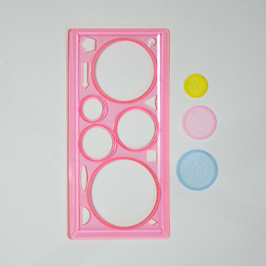 Design Ruler Stencil -  Template with Interchangeable Gears for Creative Projects
