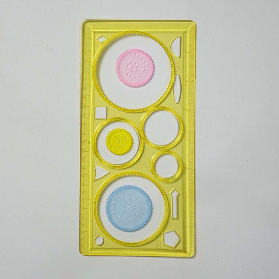 Design Ruler Stencil -  Template with Interchangeable Gears for Creative Projects