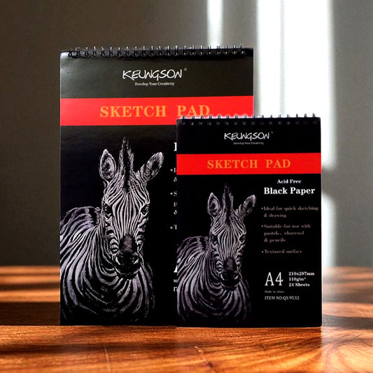 Black Sketch Pad – Black Paper for Charcoal, Pastels & White Pens