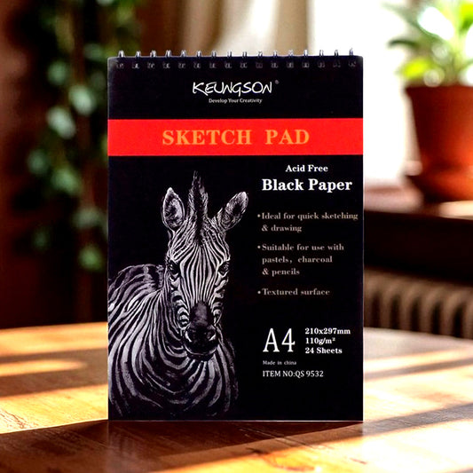 Black Sketch Pad – Black Paper for Charcoal, Pastels & White Pens