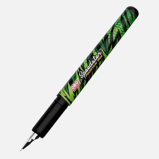 ORO Speedster Fountain Pen - Unique Green Leaf Pattern , Smooth Ink Flow