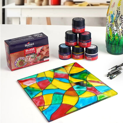 Bluebird 6-Color Glass Paint Set | Non-Toxic Stained Glass Kit