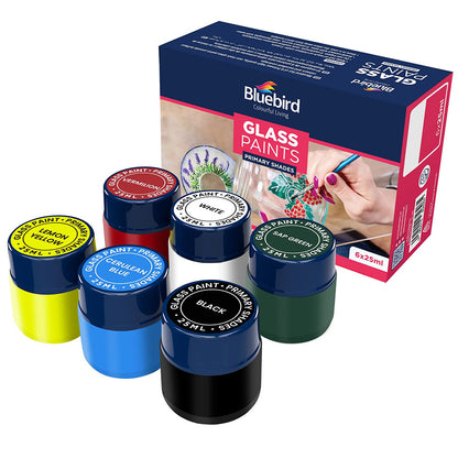 Bluebird 6-Color Glass Paint Set | Non-Toxic Stained Glass Kit
