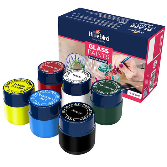 Bluebird 6-Color Glass Paint Set | Non-Toxic Stained Glass Kit