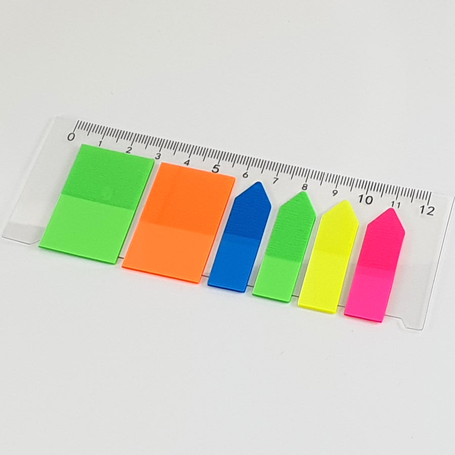Vibrant Bookmarks -  Neon Tabs with Ruler for Organising