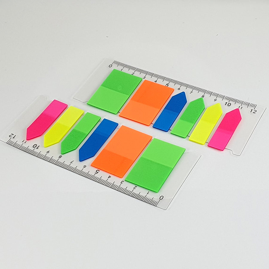 Vibrant Bookmarks -  Neon Tabs with Ruler for Organising