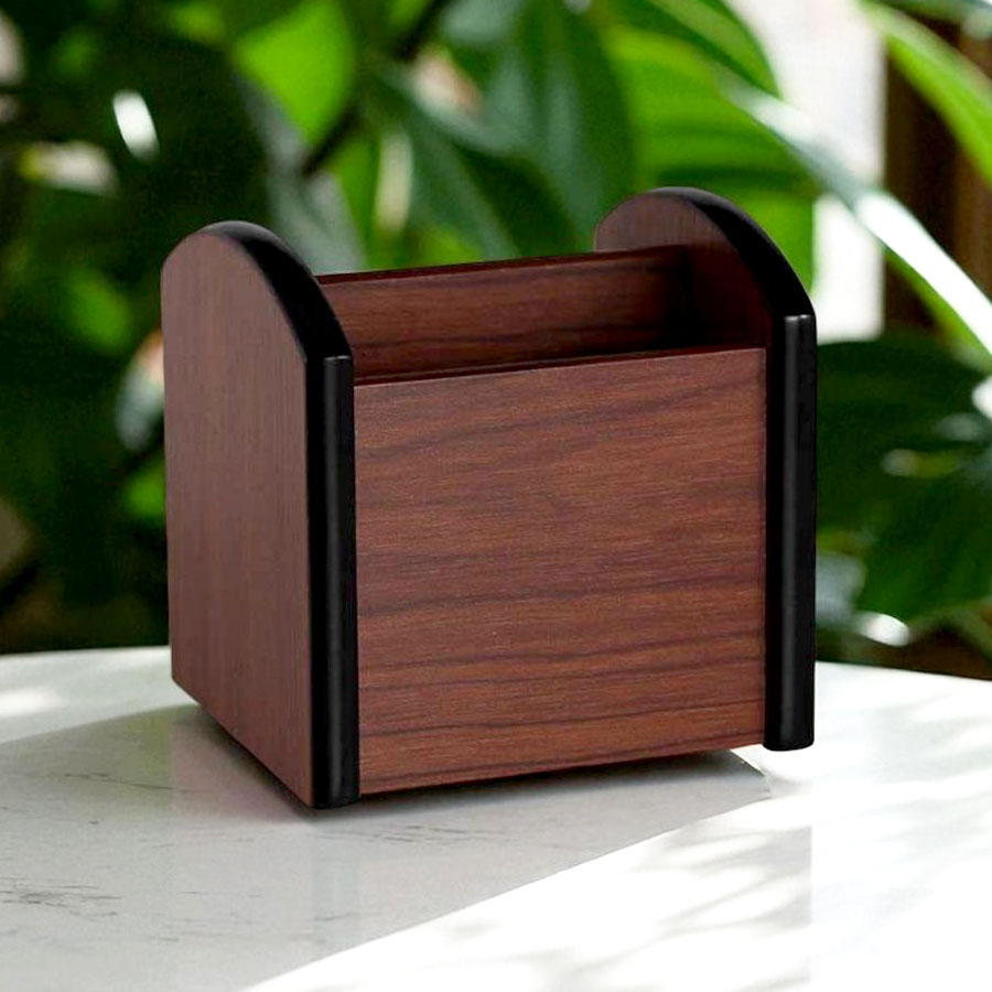 Elegant Wooden Pen Stand – Multi-Compartment Desk Organizer