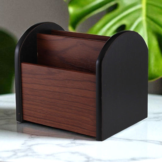 Rotating Wooden Desk Organizer – Compact Stationery Holder